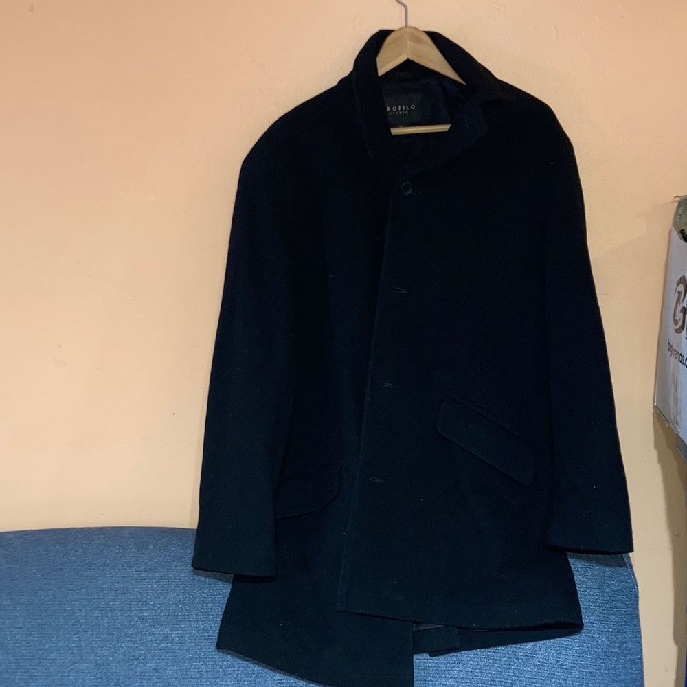 Black Wool Pea Coat by - Men's Classic Peacoat